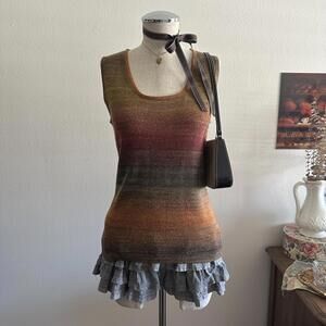 Multicolored ombré knit tank top